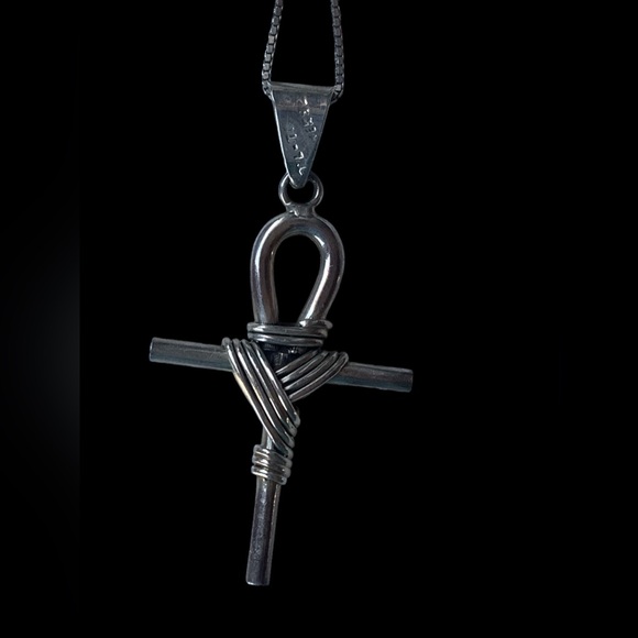 TL-TC Sterling Silver Ankh Cross Unisex Mens Necklace Woman’s Necklace Jewelry - Picture 5 of 8